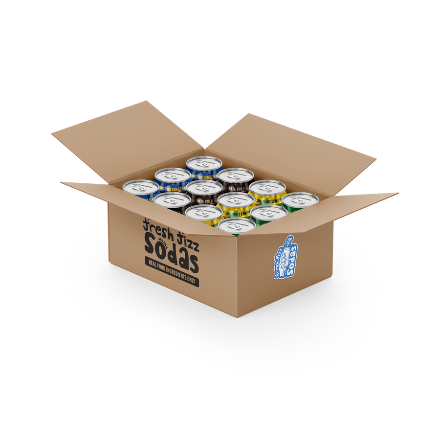 Variety Pack - Sparkling Mint Lemonade, Hibiscus Ginger Ale, Sparkling Jalapeño Limeade, Date Cola, Black Cherry