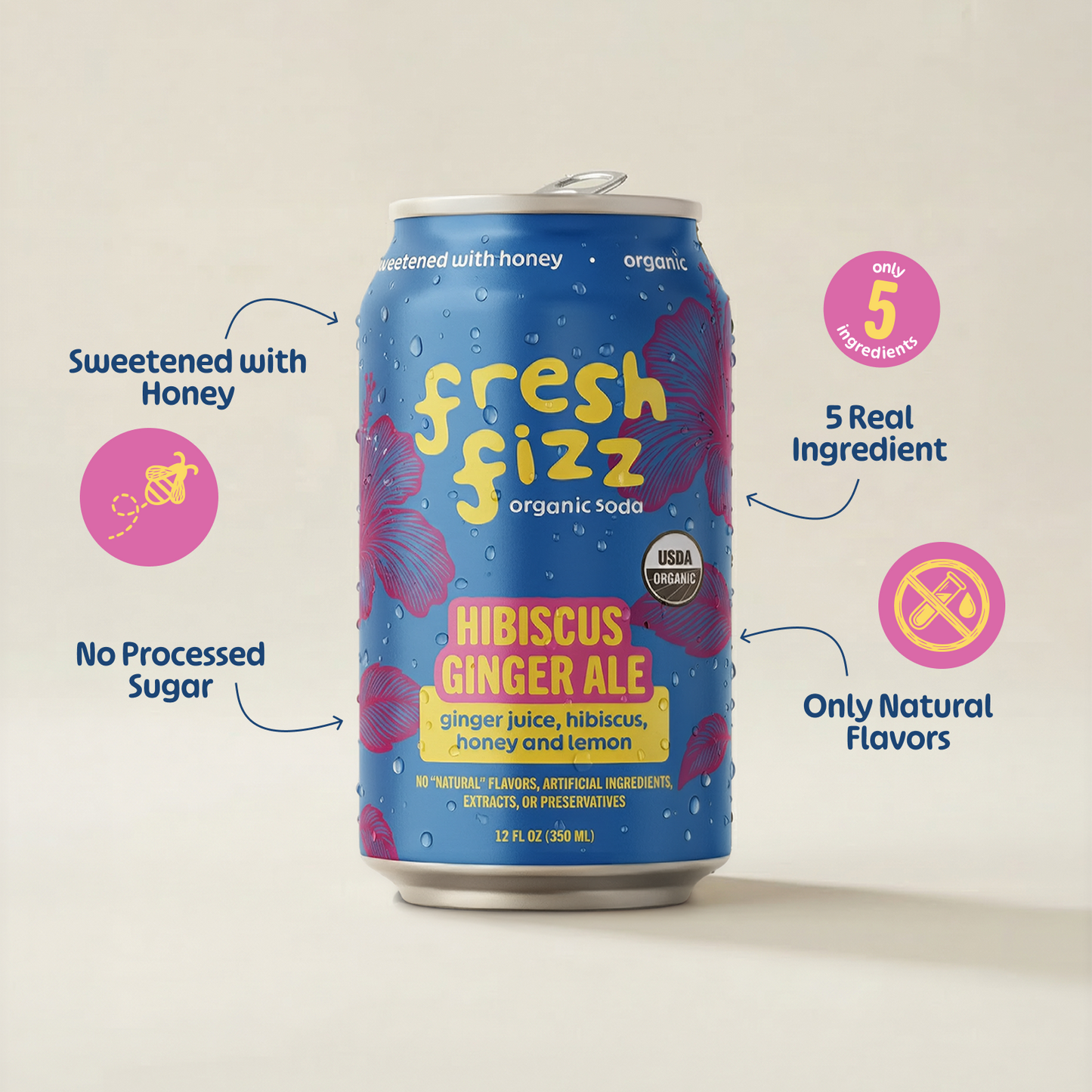 Hibiscus Ginger Ale (12-Pack)