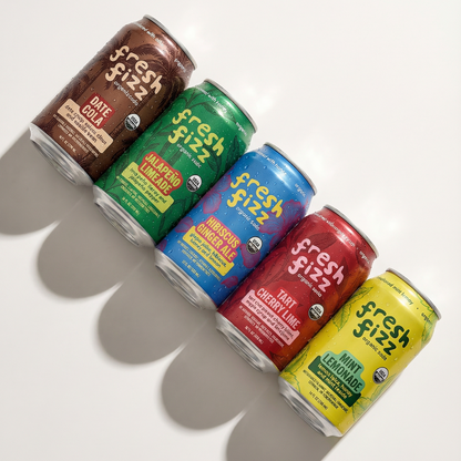 Sample Pack - Hibiscus Ginger Ale, Sparkling Mint Lemonade, Sparkling Jalapeño Limeade, Date Cola, Tart Cherry Lime