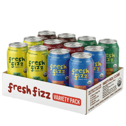 Variety Pack - Sparkling Mint Lemonade, Hibiscus Ginger Ale, Sparkling Jalapeño Limeade, Date Cola, Black Cherry